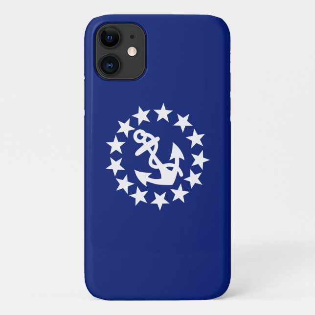 Coques Case-Mate iPhone Drapeau nautique américain Ancre sur bleu (Dos)