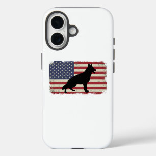 Coques iPhone 16 Drapeau Patriotique DOG américain Vintage