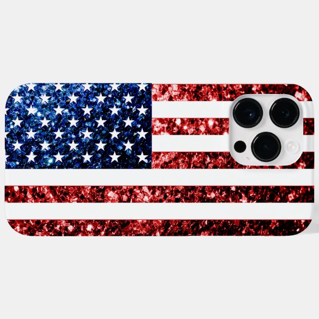 Coques Case-Mate iPhone Drapeau rouge bleu étincelante parties scintillant (Verso (horizontal))