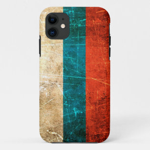 Coque iPhone 11 Drapeau russe Vintage rayé et usé