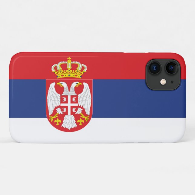 Coques Case-Mate iPhone Drapeau serbe (Dos (Horizontal))