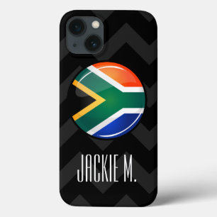 Coques Pour iPhone Drapeau sud-africain rond brillant