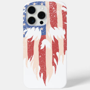 Coque iPhone 15 Pro Max Drapeau USA Crâne Barbe Design Patriotique en Dé
