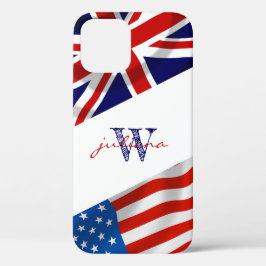 Case-Mate iPhone Case Drapeaux britanniques américains monogrammes Patri