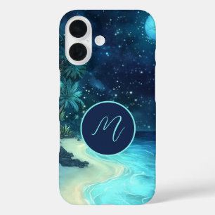 Coques iPhone 16 Dreamy Beach Starry Night Sky Monogramme