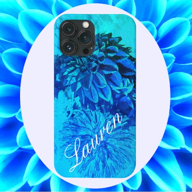 Coques Case-Mate iPhone Dreamy Dahlia Délice dans de beaux bleus (Créateur téléchargé)