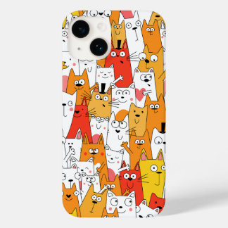 Coque Pour iPhone 14 Drôle Cartoon Cats Group Doodle