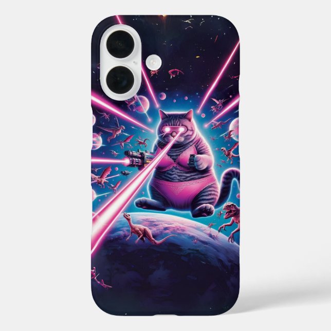 Coques Case-Mate iPhone Drôle chat géant et dinosaures dans l'espace (Verso)