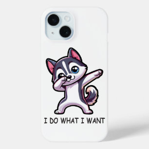 Coque Pour iPhone 15 Drôle Chien Husky Sibérien