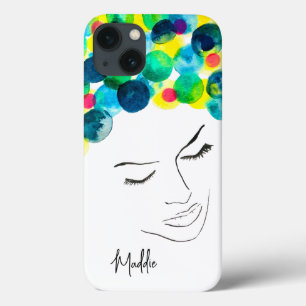 Case-Mate iPhone Case Drôle coloré fille de cheveux aquarelle