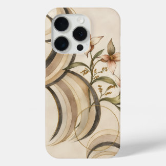 Coque iPhone 15 Pro Earthy Abstract Floral & Calligraphy Lines Art Pri