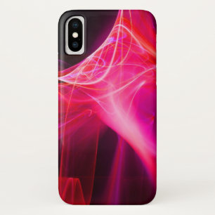 COQUE iPhone X EAUX FRACTALES ABSTRAITES EN ROUGE POURPULAIRE