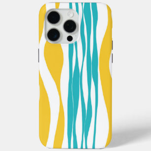 Coque iPhone 15 Pro Max Ebb et flux - Turquoise & Jaune