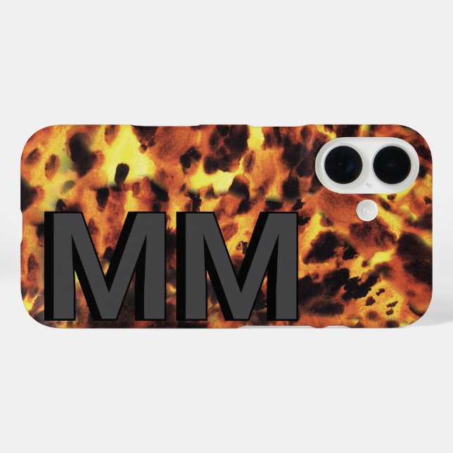 Coques Case-Mate iPhone Écaille de tortue monogrammée gris foncé noir (Verso (horizontal))