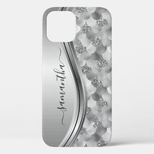 Case-Mate iPhone Case Écailles de Sirène Argent Nom Manuscrit Métal