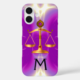 COQUES iPhone 16 ÉCHELLES D'OR DE LA LOI AVEC PIERRES GEM MONOGRAM