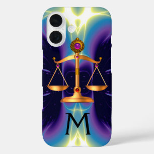 COQUES iPhone 16 ÉCHELLES D'OR DE LOI AVEC MONOGRAMME DE PIERRES PR