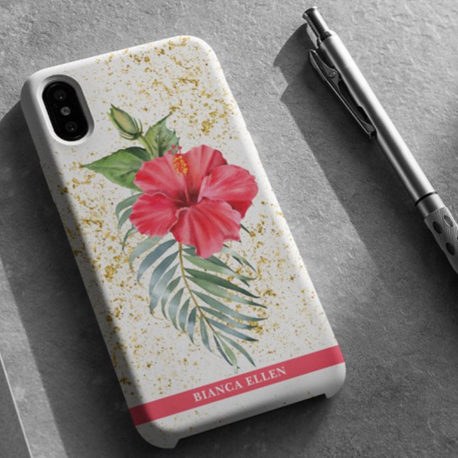 Coques Case-Mate iPhone Éclats tropicaux en or floral (Créateur téléchargé)