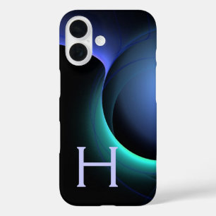 Coques iPhone 16 ECLIPSE MONOGRAM Vibrant noir bleu