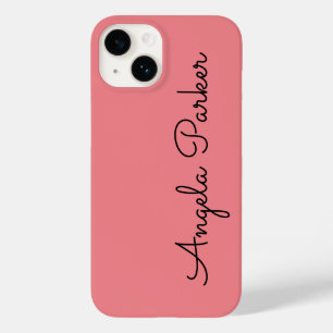 Coque Pour iPhone 14 Écriture manuscrite Nom professionnel simple rose