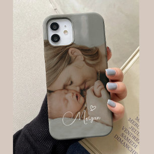 Coque Pour iPhone 15 Écriture moderne personnalisée famille photo compl