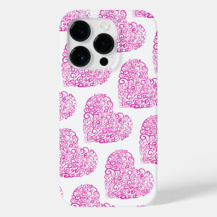 Coque Pour iPhone 14 Pro Écriture spirale coeur rose pour la Saint Valentin