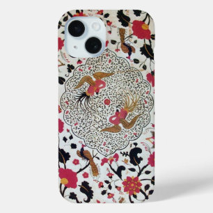 COQUE POUR iPhone 15 EDEN / ELEGANT RED BLACK WHITE FLOWERS AND BIRDS