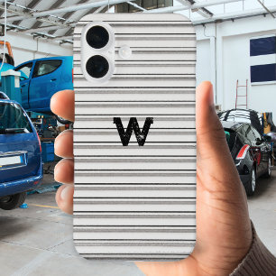 Coques iPhone 16 Effet de crête métallique Gris monogramme