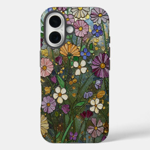 Coques iPhone 16 Effet de verre à âme Fleur sauvage en gras