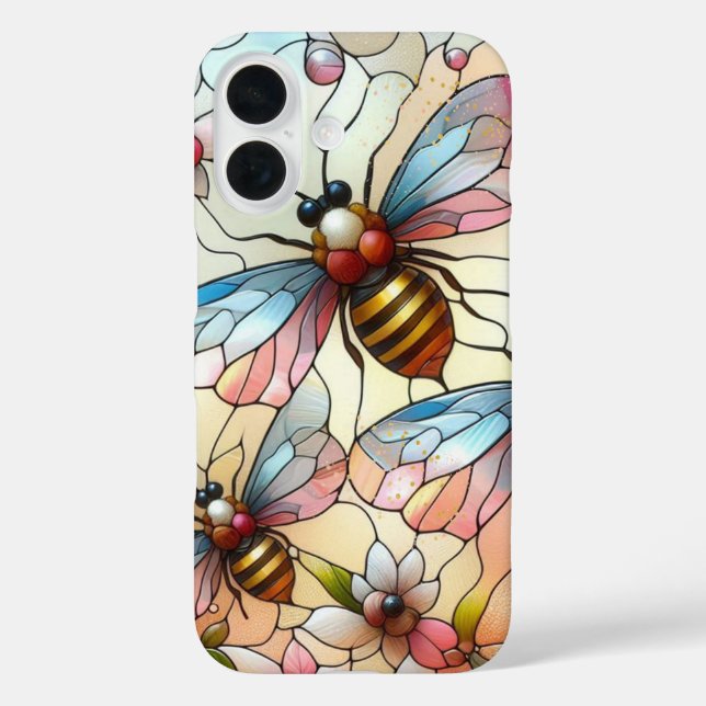 Coques Case-Mate iPhone Effet de vitrail aux abeilles   (Verso)