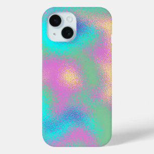 Coque Pour iPhone 15 Effet d'huile métallique arc-en-ciel Unicorne