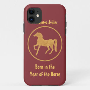 Coque Case-Mate Pour iPhone Effet or, Année rouge profonde du cheval