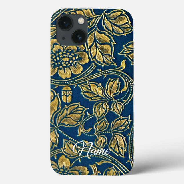 Coques Case-Mate iPhone Élégance Bleu Doré  (Verso)