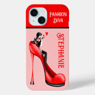 Coque Pour iPhone 15 Élégance Chic : Dame Fashionable Envoyant un Baise