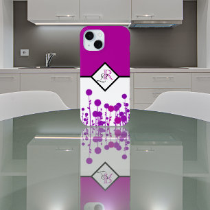 Coque Pour iPhone 15 Élégance fleurit : Monogramme personnalisé