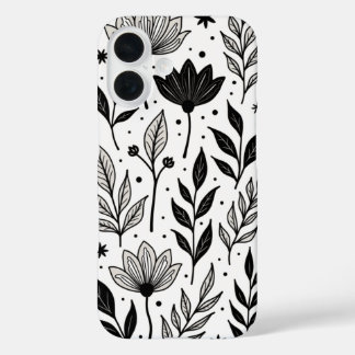 Coques iPhone 16 "Élégance florale monochrome : une inspiration Vin