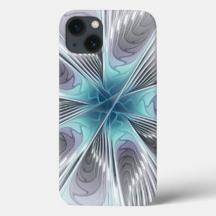 Etui iPhone Case-Mate Elégance Moderne Bleu Gris Blanc Fractage Art Flow