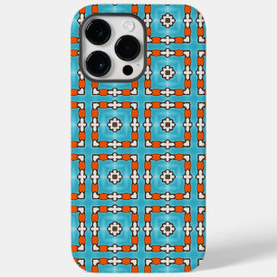 Coque Pour Pour iPhone 14 Pro Max Elégance moderne Bleu Orange Blanc Azulejos Carrel