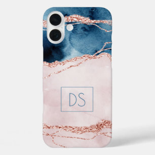 Coques iPhone 16 Plus Élégance mystique Monogramme Turquoise Peach Age