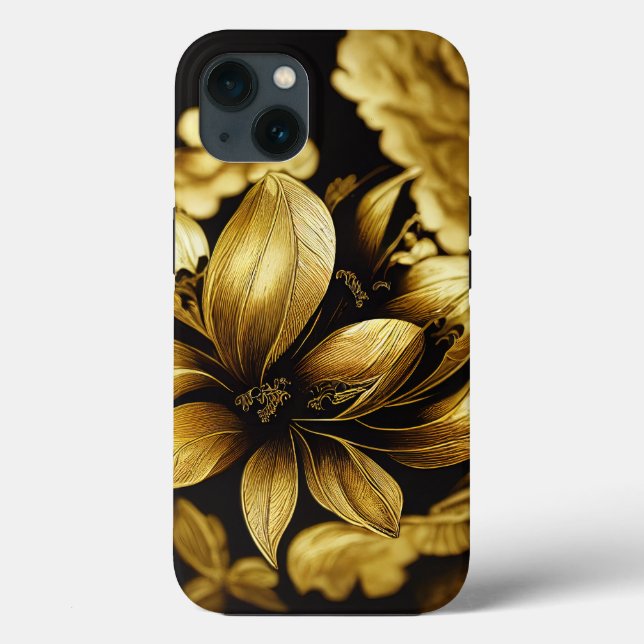 Coques Case-Mate iPhone Élégant appareil téléphonique baroque noir & or Fl (Verso)