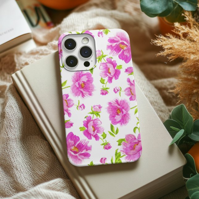 Coques Case-Mate iPhone Élégant Aquarelle pivoines rose Floral (Créateur téléchargé)