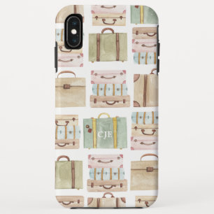 Case-Mate iPhone Case Élégant Aquarelle valise bagages Monogramme