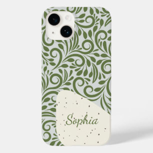 Coque Pour iPhone 14 Elégant Art de forme verte bio pour cadeaux