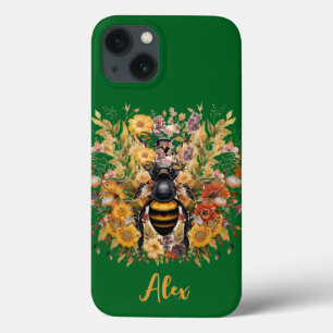 Case-Mate iPhone Case Elégant Bee & Sunflower avec nom personnalisé