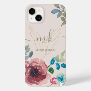 Coque Pour iPhone 14 Plus Élégant Beige clair Botanique Roses Nom