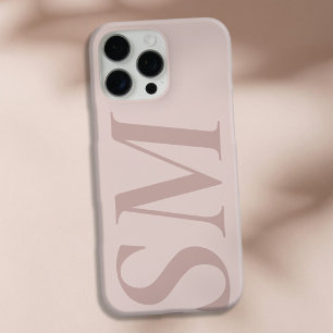 Coques iPhone 16 Pro Max Élégant Beige Rose Bold Monogramme initial