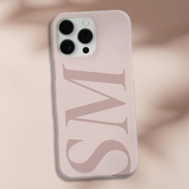 Coques Case-Mate iPhone Élégant Beige Rose Bold Monogramme initial (Créateur téléchargé)