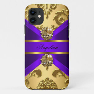 Coques Pour iPhone Élégant bijou en or violet élégant