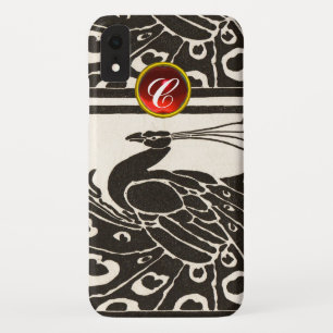 COQUE Case-Mate POUR iPhone ÉLÉGANT BLACK BLACK PEACOCK RED RUBY GEM MONOGRAM
