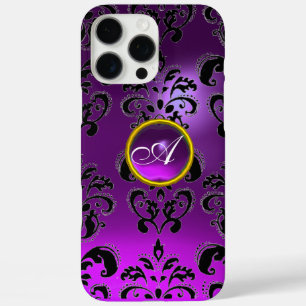 COQUES iPhone 16 PRO MAX ÉLÉGANT BLACK PURPLE DOMMASK GEM MONOGRAM